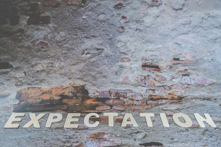The expectations word on the wall. Business Concept image. Expectation Prediction Hope Strategy Planning Concept.の写真素材