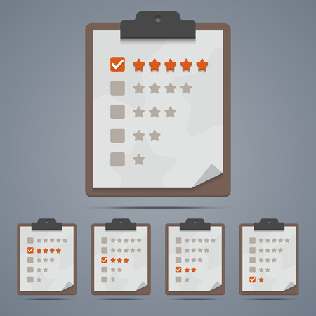 Clipboard with rating stars and check boxes. のイラスト素材