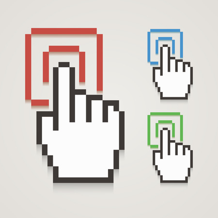 Pixel hand cursor with touching  Vector illustration のイラスト素材