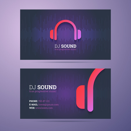 Business card template for dj and music business with headphones icon.のイラスト素材