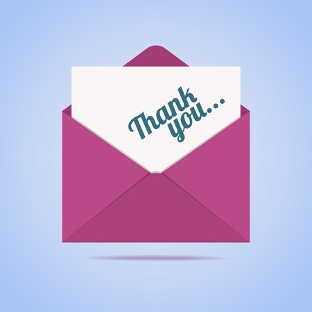 Colorful envelope with thank you letter. Vector illustration.のイラスト素材