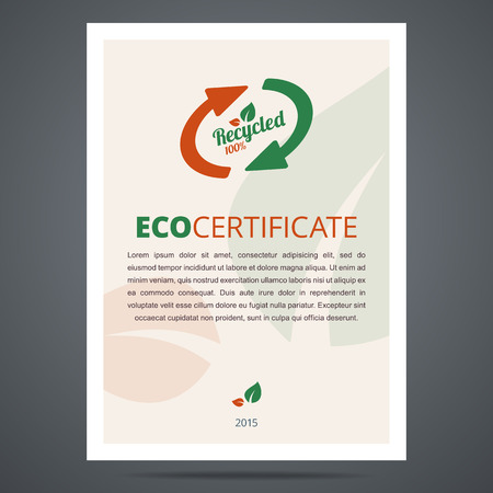 Recycled product or eco certificate. Vector illustration.のイラスト素材