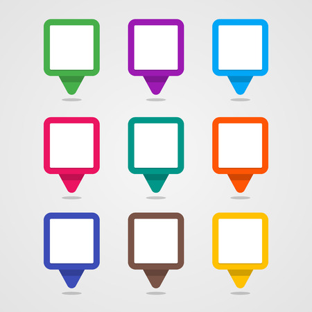 Set of colorful rectangle pins, map pointer for your maps or navigation application or website.のイラスト素材