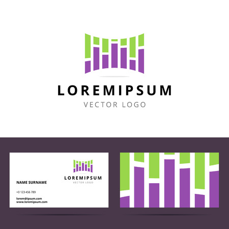 Logo and business card template for sound or creative studio with equalizer sign. Vector illustrationのイラスト素材