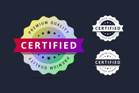 Certified stamp. Premium quality badge. Vector illustration for print or web projects.のイラスト素材