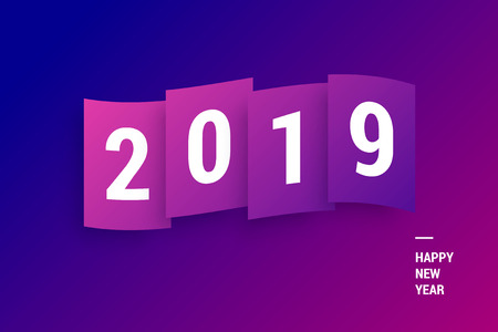 Happy New Year 2019. Colorful gradient wallpaper for greeting cards, flyers, brochures and other design templates.のイラスト素材