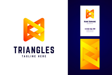 Triangles logo and business card template. Vector logotype in moのイラスト素材