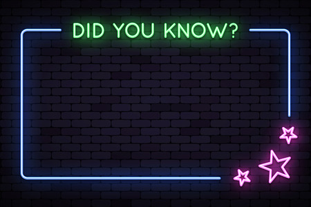 Neon frame with did you know text and stars. Vector illustration.のイラスト素材