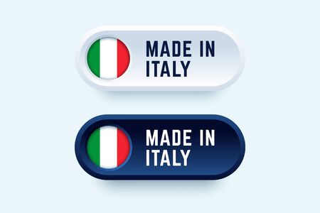 Made in Italy. Vector sign in two color styles with national italian flag for national products and producers.のイラスト素材