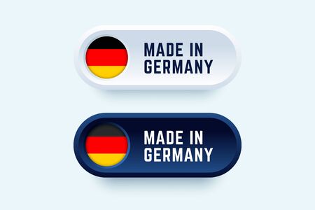 Made in Germany. Vector sign in two color styles with national german flag for national products and producers.のイラスト素材