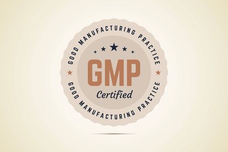 Good manufacturing practice certified sign in retro style. Vector label for manufactures and producers.のイラスト素材