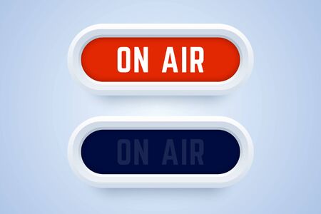 On air button, sign, label in 3d style. Switched on and switched off buttons. Vector illustration for radio, live stream, and others.のイラスト素材