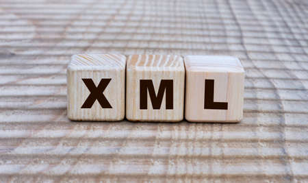 XML - word on cubes on a beautiful background. Internet concept.