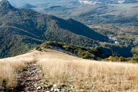 The path going down the mountain Beshtau to the monastery. Pyatigorsk. North Caucasusの写真素材