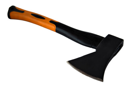 Wooden Handle Isolated Ax on White Background