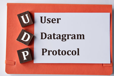 USER DATAGRAM PROTOCOL - words on a white sheet with a red background. Info conceptの写真素材