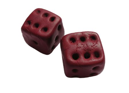 A hand made dice on the white background, good fortune 