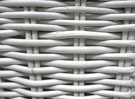 Detail of woven baskets, painted in whiteの写真素材