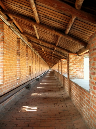 Covered gallery on the wall of the fortress of Nizhny Novgorod Kremlinの写真素材