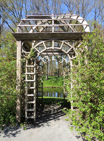 Regular park, castle of Menkemaborg, Netherlandsのeditorial素材
