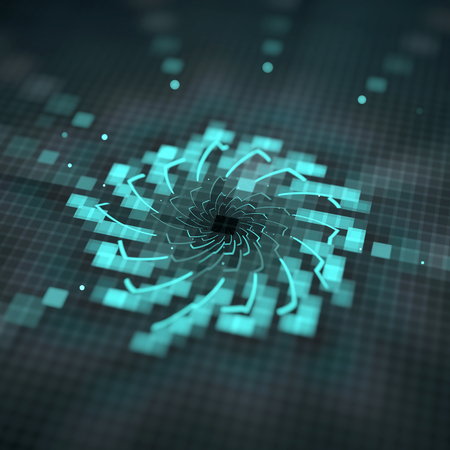 Abstract fractal perspective square backgroundの写真素材