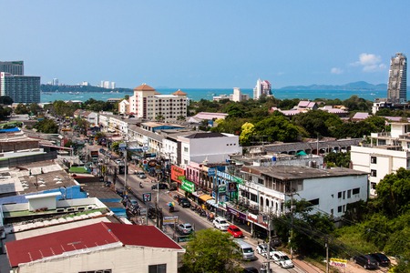Pattaya, Thailand, 17.03.2013. Photo from the roof of the hotel part of the city overlooking the port and sea.のeditorial素材