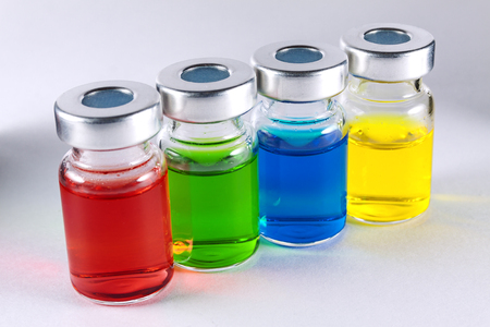 Colored medicine in jarsの写真素材