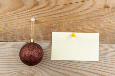 Christmas theme, a template for an inscription on a wooden backgroundの写真素材