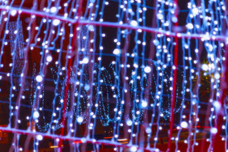 Background, New Years Gerland on the streetの写真素材