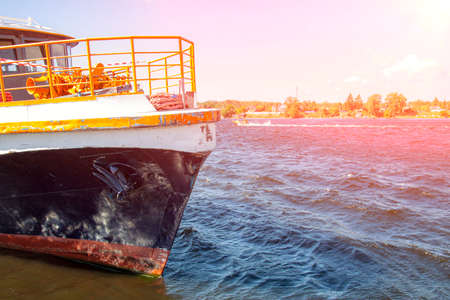 Close-up of the nose of an old ship.の写真素材