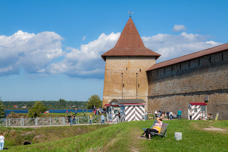Russia, Shlisselburg, 9.09.2020 An ancient fortress in the city of Shlisselburg, on an island in the middle of the Neva River.のeditorial素材