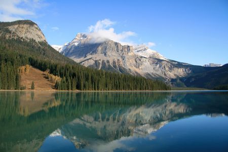 Emerald Lake in Banff National Park, Alberta Canadaの写真素材