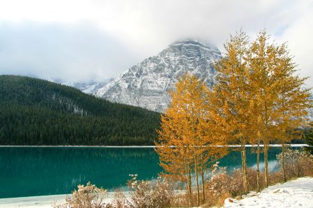Alpine Lake in Banffの写真素材