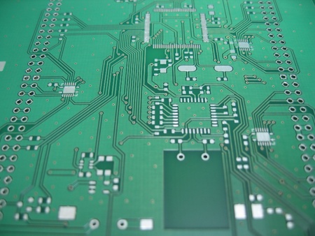 green printec circuit board PCB without any components solderedの写真素材