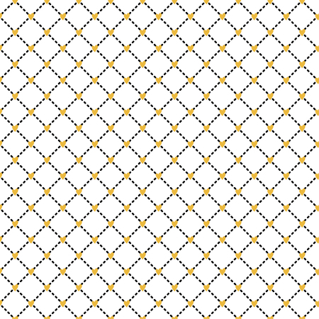 Geometric seamless pattern. Dotted rhombs and yellow hearts.のイラスト素材