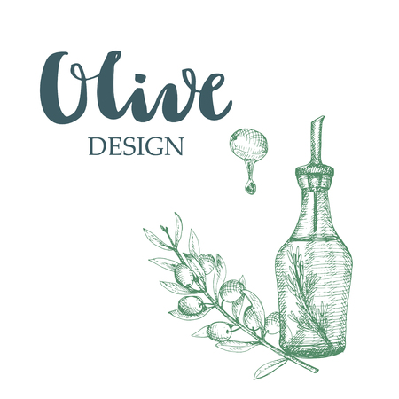 Olive design illustration. Contour drawing on white background.のイラスト素材
