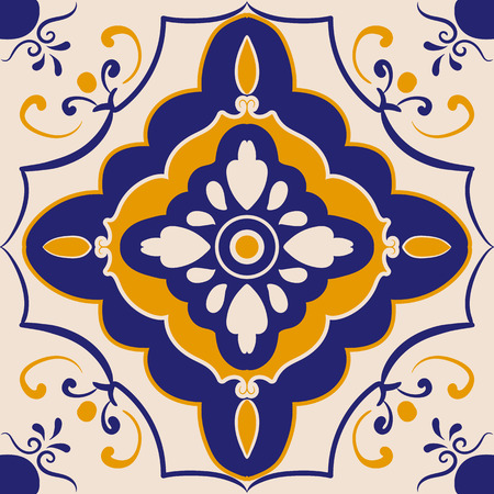 Square blue and yellow ceramic tile with portugal motivesのイラスト素材
