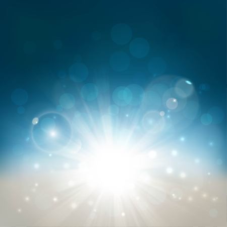 Blue water summer background with white light and bubblesのイラスト素材