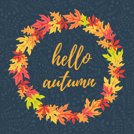 Hello autumn flat colorful composition.のイラスト素材