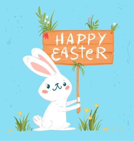 Happy easter graphic greeting card with rabbitのイラスト素材