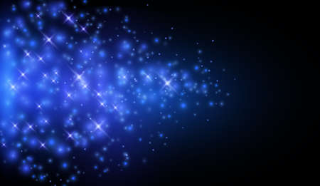 Blue particles scattering to the side designのイラスト素材