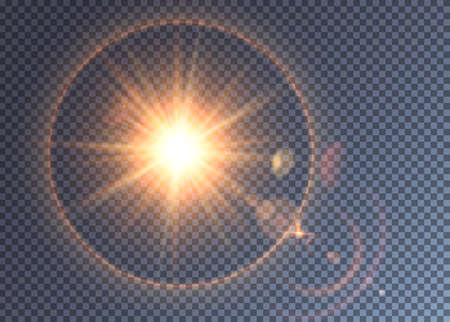 Vector orange light flash with halo effectのイラスト素材