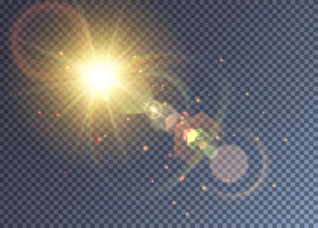 Shining yellow vector sun with lens flareのイラスト素材
