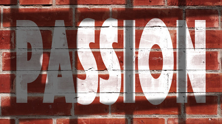 Passion Written On A Wall With Jail Bars Shadowの写真素材