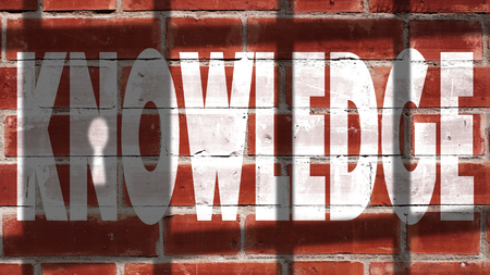 Knowledge Written On A Wall With Jail Bars Shadowの写真素材