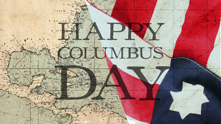 Happy Columbus Day. Flag and Chartの写真素材