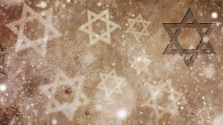 Happy Hanukkah. Snow and Star of David on Concreteの写真素材