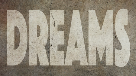 Dreams Written on Cracked Concrete Wallの写真素材