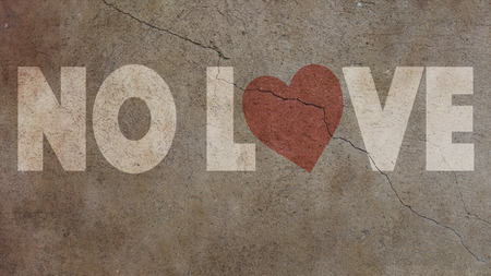 No Love Written on Cracked Concrete Wallの写真素材