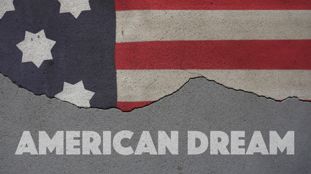 American Dream. US Flag and Cracked Wallの写真素材